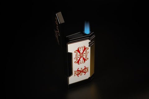 Prometheus OpusX Rare Black Magma X Plated in Gold on White Lacquer Lighter