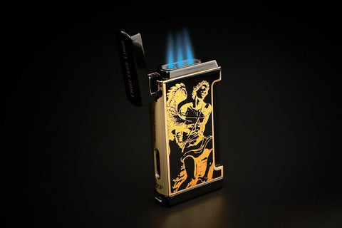 Prometheus God of Fire “Never Back Down” Ultimo X Plated in Gold on Black Lacquer, Lighter