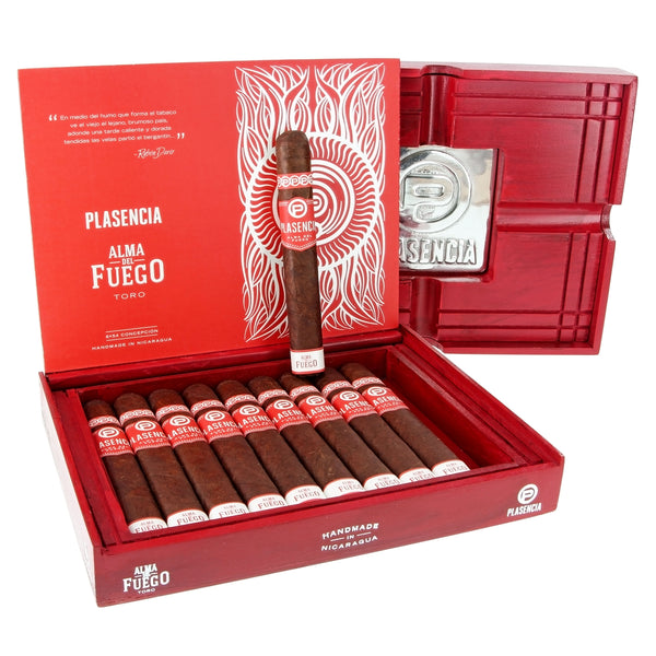 2pc. Red Plasencia Alma Fuego Empty Wooden Cigar Box - C. B.